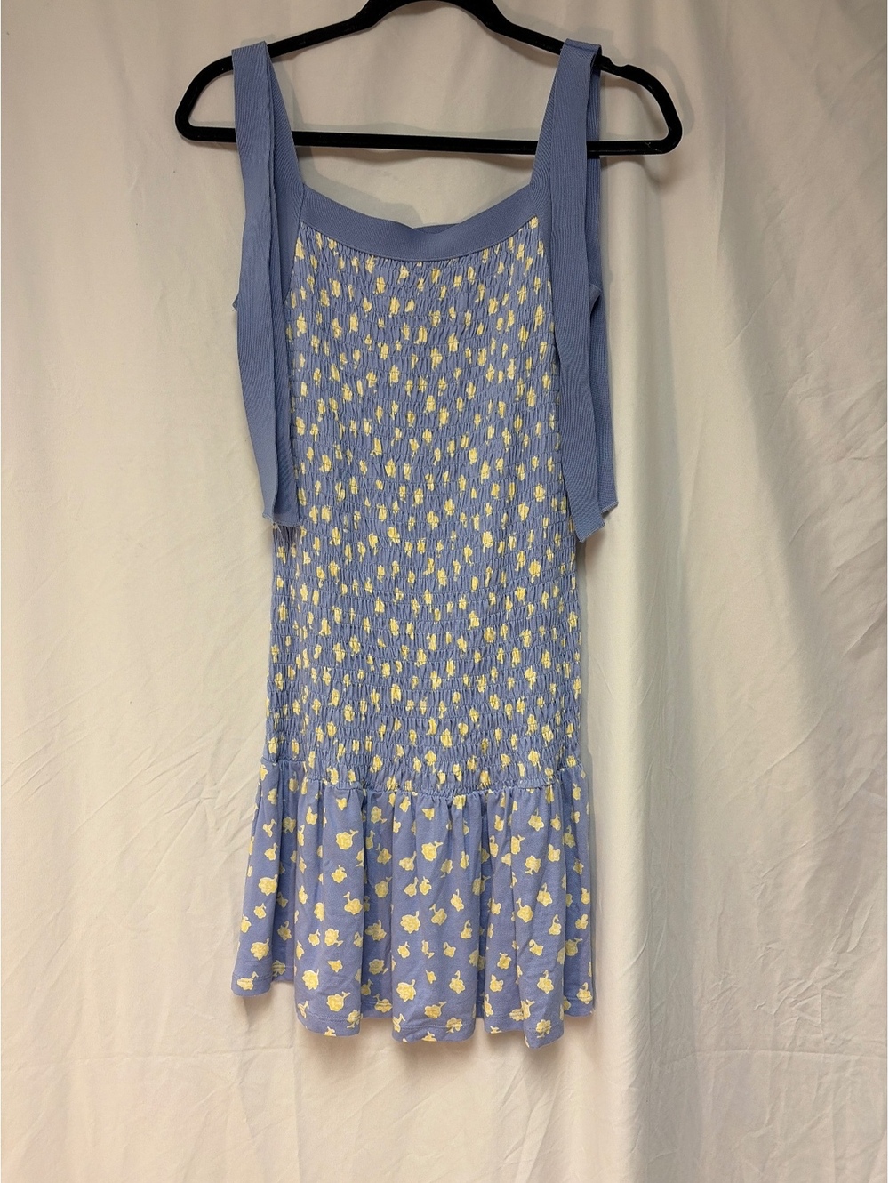 French Connection XS Blue Floral Smocked Dress